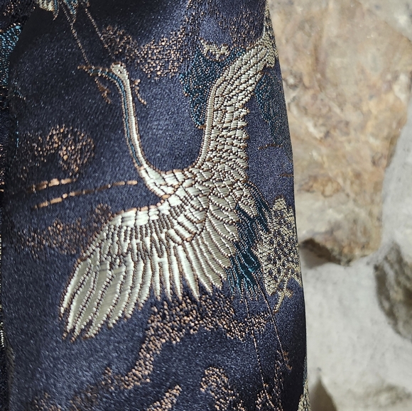 Lisa Von Tang Stork Crane Jacquard Brocade Cropped Jacket Coat - Picture 6 of 11